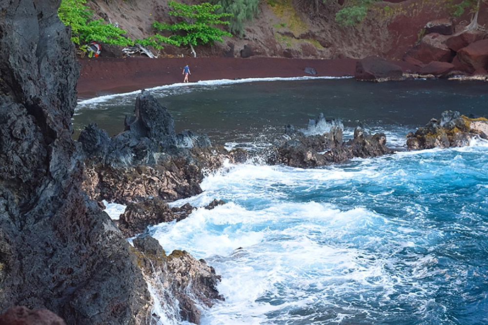 The red sand beach in Hana